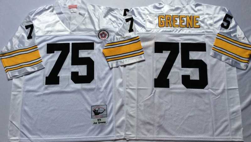 Steelers 75 Joe Greene White M&N Throwback Jersey->nfl m&n throwback->NFL Jersey
